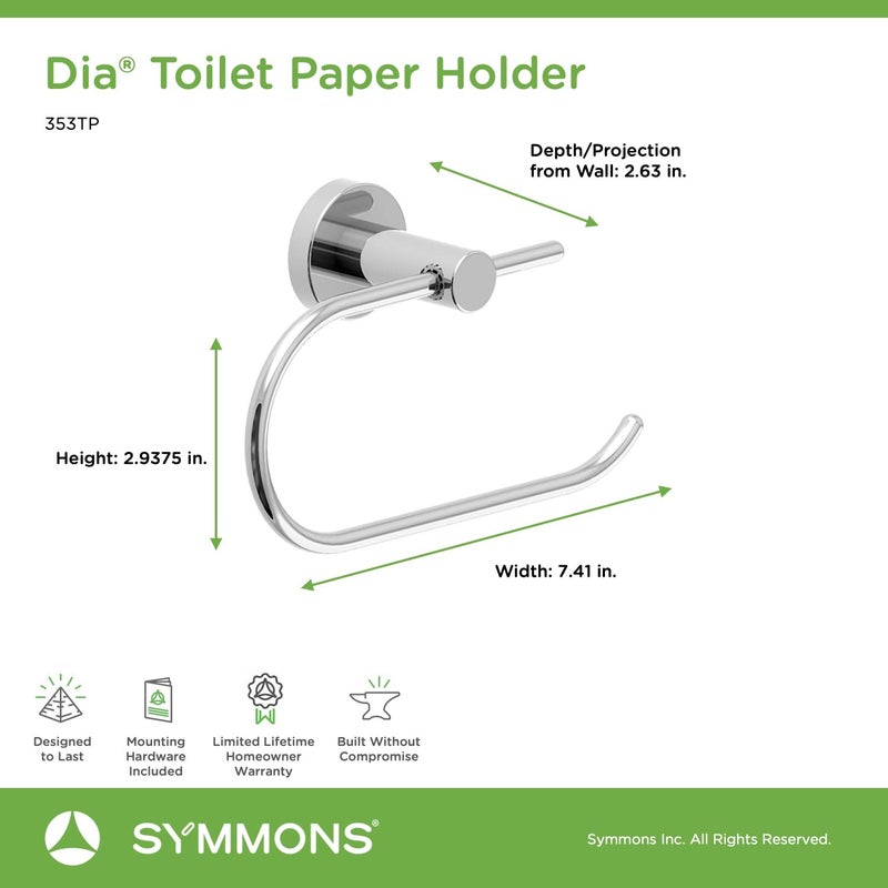 Symmons 353TP Dia Wall-Mounted Toilet Paper Holder in Polished Chrome - Image 4